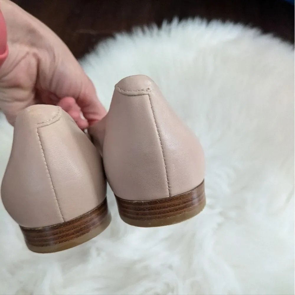 Lewit Leather Ballet Flats Pale Pink Round Toe 37.5 / 7
